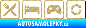Samolepka Eat sleep game repeat hrát počítačové hry 3D karbon zlatý