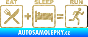 Samolepka Eat sleep run 3D karbon zlatý