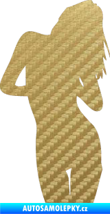 Samolepka Erotická žena 001 pravá 3D karbon zlatý