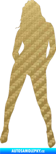 Samolepka Erotická žena 011 levá 3D karbon zlatý
