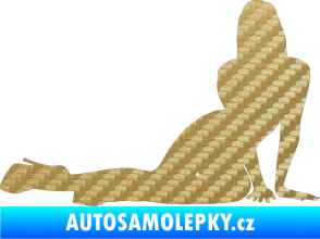Samolepka Erotická žena 033 pravá 3D karbon zlatý