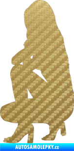 Samolepka Erotická žena 044 levá 3D karbon zlatý