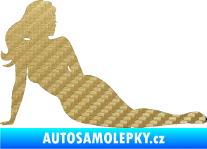 Samolepka Erotická žena 051 pravá 3D karbon zlatý