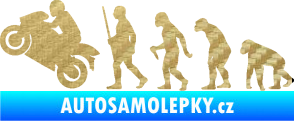 Samolepka Evoluce 004 levá motorkář 3D karbon zlatý