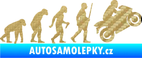 Samolepka Evoluce 004 pravá motorkář 3D karbon zlatý