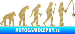 Samolepka Evoluce 005 rybář pravá 3D karbon zlatý