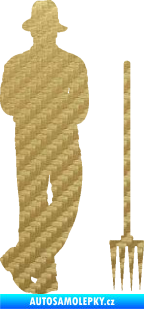 Samolepka Farmář 001 pravá 3D karbon zlatý