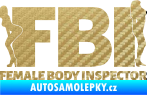 Samolepka FBI female body inspector 3D karbon zlatý