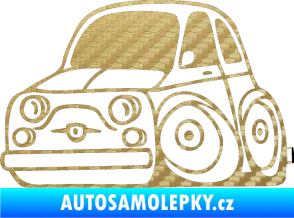 Samolepka Fiat 500 karikatura levá 3D karbon zlatý