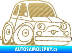 Samolepka Fiat 500 karikatura pravá 3D karbon zlatý