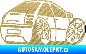 Samolepka Fiat Bravo karikatura pravá 3D karbon zlatý