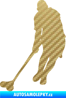 Samolepka Florbal 001 levá 3D karbon zlatý