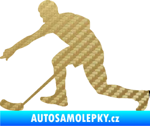 Samolepka Florbal 005 levá 3D karbon zlatý