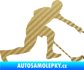 Samolepka Florbal 005 pravá 3D karbon zlatý