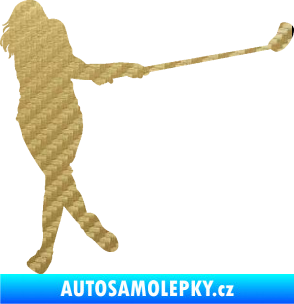 Samolepka Florbal 006 pravá  3D karbon zlatý