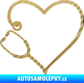 Samolepka Fonendoskop 002 levá  zdravotní sestřička 3D karbon zlatý