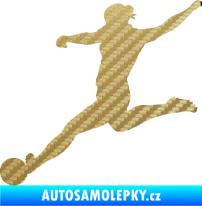 Samolepka Fotbalistka 002 levá 3D karbon zlatý