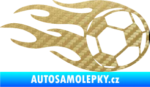 Samolepka Fotbalový míč 004 pravá v plamenech 3D karbon zlatý