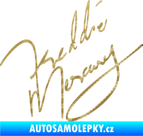 Samolepka Fredie Mercury podpis 3D karbon zlatý