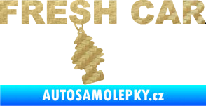 Samolepka Fresh car nápis s voňavým stromečkem 3D karbon zlatý