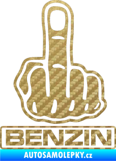 Samolepka Fuck off benzín 3D karbon zlatý