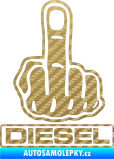 Samolepka Fuck off diesel 3D karbon zlatý