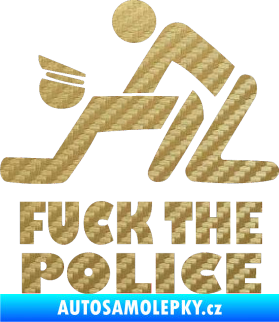 Samolepka Fuck the police 001 3D karbon zlatý