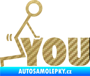 Samolepka Fuck you 002 3D karbon zlatý