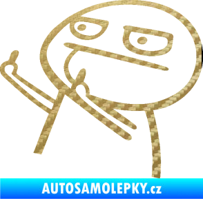 Samolepka Fuck you 003 panáček levá 3D karbon zlatý