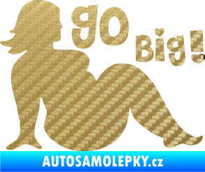 Samolepka Go big ! silueta tlusté ženy 3D karbon zlatý