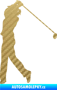 Samolepka Golfistka 013 levá 3D karbon zlatý