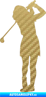 Samolepka Golfistka 014 levá 3D karbon zlatý