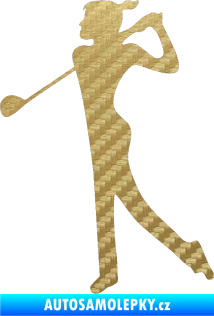 Samolepka Golfistka 016 levá 3D karbon zlatý