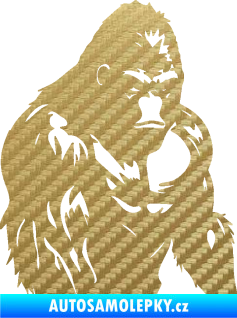 Samolepka Gorila 004 pravá 3D karbon zlatý