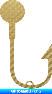 Samolepka Háček na ryby 003 pravá 3D karbon zlatý
