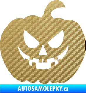 Samolepka Halloween 015 pravá dýně 3D karbon zlatý