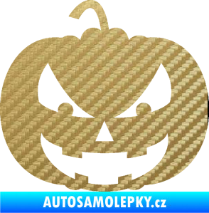 Samolepka Halloween 016 levá dýně 3D karbon zlatý