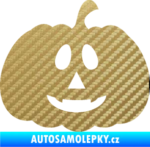 Samolepka Halloween 017 pravá dýně 3D karbon zlatý