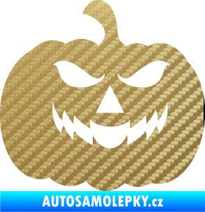 Samolepka Halloween 018 pravá dýně 3D karbon zlatý