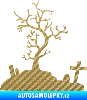 Samolepka Halloween 019 levá hřbitov 3D karbon zlatý