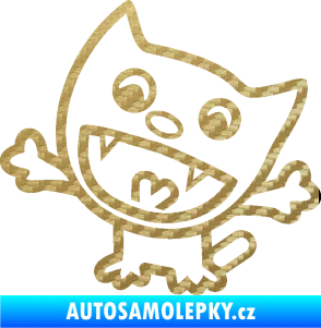 Samolepka Happy cat 001 levá 3D karbon zlatý