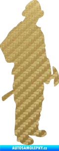 Samolepka Hasič 001 pravá 3D karbon zlatý