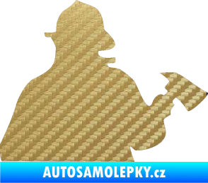 Samolepka Hasič 004 pravá 3D karbon zlatý