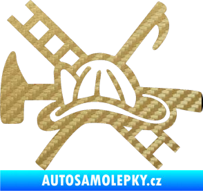 Samolepka Hasič 005 levá 3D karbon zlatý
