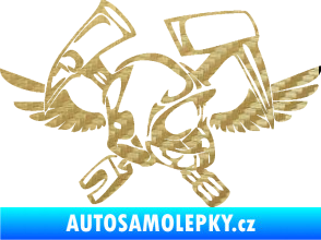 Samolepka Hasič 011 pravá helma 3D karbon zlatý