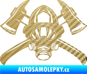 Samolepka Hasič 014 3D karbon zlatý