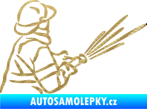 Samolepka Hasič 015 pravá 3D karbon zlatý