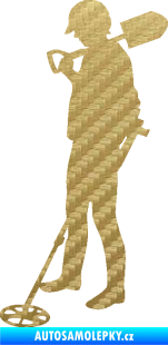 Samolepka Hledač pokladů 001 levá 3D karbon zlatý