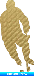 Samolepka Hokejista 004 pravá 3D karbon zlatý