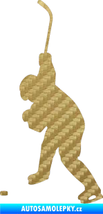 Samolepka Hokejista 006 levá 3D karbon zlatý